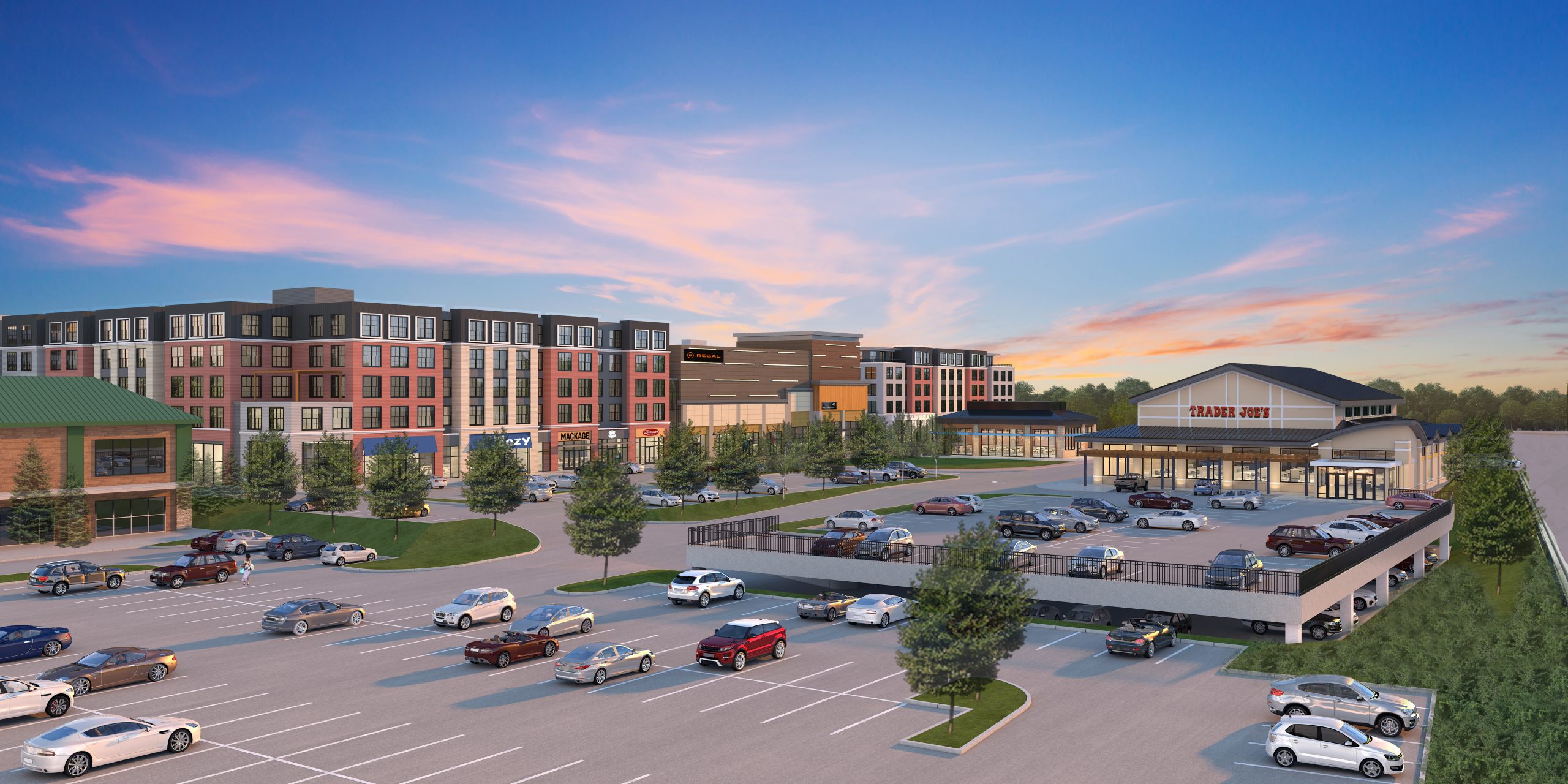 Rendering of Market and Main Trader Joe's and Parking Lot
